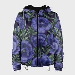 Куртка с капюшоном женская Анемоны, цвет: 3D-черный