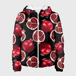 Женская куртка Гранаты на черном фоне - паттерн