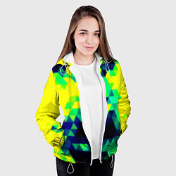 Куртка с капюшоном женская Yellow green texture, цвет: 3D-белый — фото 2