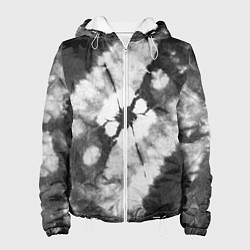 Куртка с капюшоном женская Черно-белый тай-дай, цвет: 3D-белый