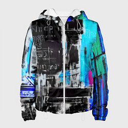 Женская куртка Абстракция, черно-синие цвета, от нейросети