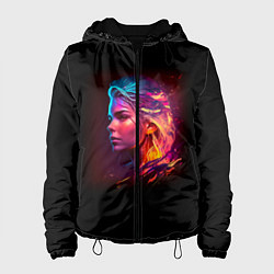 Куртка с капюшоном женская Неоновая девушка II, цвет: 3D-черный