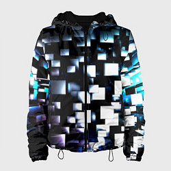 Куртка с капюшоном женская Неоновые кубы абстракция, цвет: 3D-черный