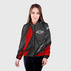 Куртка с капюшоном женская Chevrolet sports racing, цвет: 3D-черный — фото 2