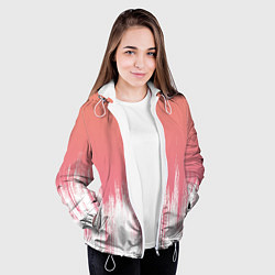 Куртка с капюшоном женская Персиковый градиент с потертостями, цвет: 3D-белый — фото 2