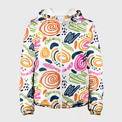 Куртка с капюшоном женская Геометрический паттерн, цвет: 3D-белый