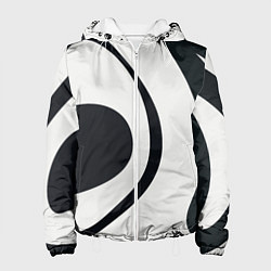 Куртка с капюшоном женская Черная абстракция из фигур, цвет: 3D-белый