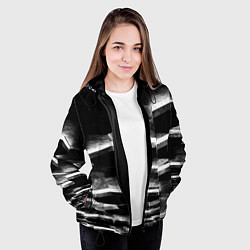 Куртка с капюшоном женская Каменные плиты с белой подсветкой, цвет: 3D-черный — фото 2