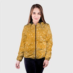 Куртка с капюшоном женская Оранжевый фон и белые точки, цвет: 3D-черный — фото 2