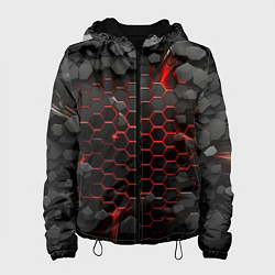 Куртка с капюшоном женская Взрыв объемных плит, цвет: 3D-черный