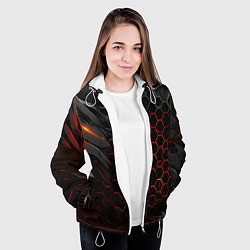 Куртка с капюшоном женская Объемные плитки, цвет: 3D-белый — фото 2