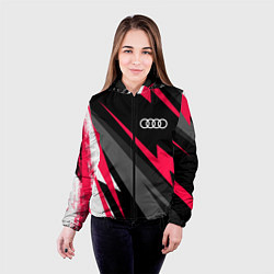 Куртка с капюшоном женская Audi fast lines, цвет: 3D-черный — фото 2