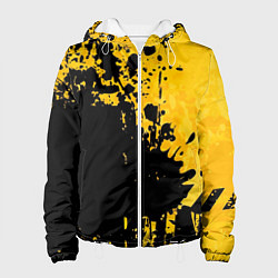 Женская куртка Пятна черной краски на желтом фоне