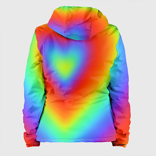 Женская куртка Сердце - радужный градиент / 3D-Белый – фото 2