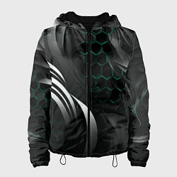 Женская куртка Объемные бирюзовые плиты и черные линии