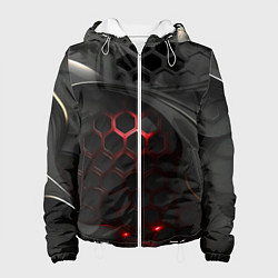 Куртка с капюшоном женская Объемная красно-черная сетка, цвет: 3D-белый