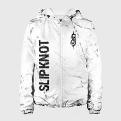 Куртка с капюшоном женская Slipknot glitch на светлом фоне: надпись, символ, цвет: 3D-белый
