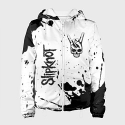 Куртка с капюшоном женская Slipknot и рок символ на светлом фоне, цвет: 3D-белый