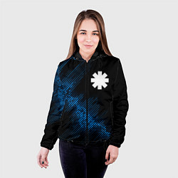 Куртка с капюшоном женская Red Hot Chili Peppers звуковая волна, цвет: 3D-черный — фото 2