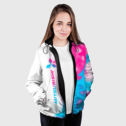 Куртка с капюшоном женская Mitsubishi neon gradient style: по-вертикали, цвет: 3D-черный — фото 2