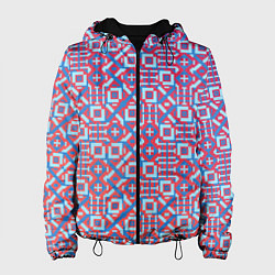 Куртка с капюшоном женская Голубой векторный узор, цвет: 3D-черный