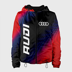 Куртка с капюшоном женская Audi красный карбон, цвет: 3D-черный
