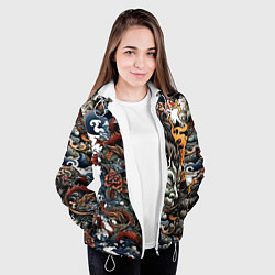 Куртка с капюшоном женская Татуировка Ирезуми, цвет: 3D-белый — фото 2