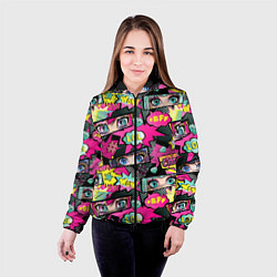 Куртка с капюшоном женская Глаза аниме-девушки: cool pattern, цвет: 3D-черный — фото 2