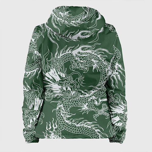 Женская куртка Татуировка дракона на зеленом фоне / 3D-Черный – фото 2