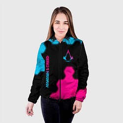 Куртка с капюшоном женская Assassins Creed - neon gradient: надпись, символ, цвет: 3D-черный — фото 2