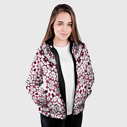 Куртка с капюшоном женская Этнический узор мандала в бордово-серых тонах, цвет: 3D-черный — фото 2