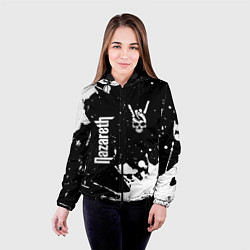 Куртка с капюшоном женская Nazareth и рок символ на темном фоне, цвет: 3D-черный — фото 2