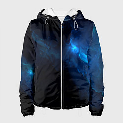 Куртка с капюшоном женская Чёрный и синий космос, цвет: 3D-белый