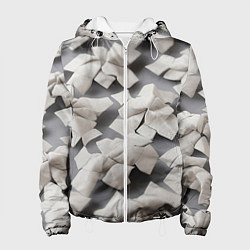 Куртка с капюшоном женская Узоры оригами, цвет: 3D-белый