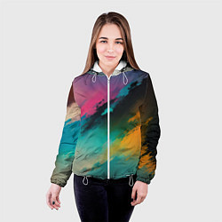 Куртка с капюшоном женская Абстрактный туман, цвет: 3D-белый — фото 2