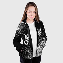 Куртка с капюшоном женская Ozzy Osbourne и рок символ на темном фоне, цвет: 3D-черный — фото 2