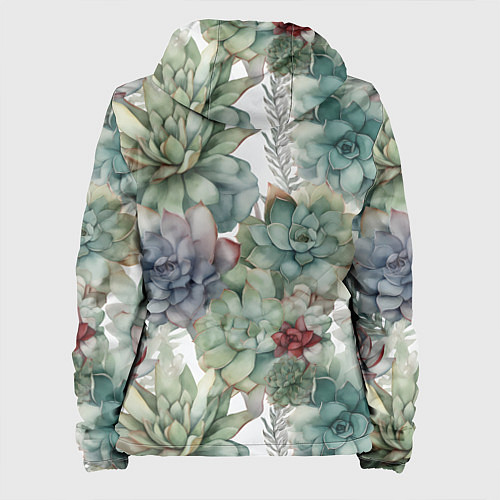 Женская куртка Акварельные суккуленты - паттерн / 3D-Белый – фото 2