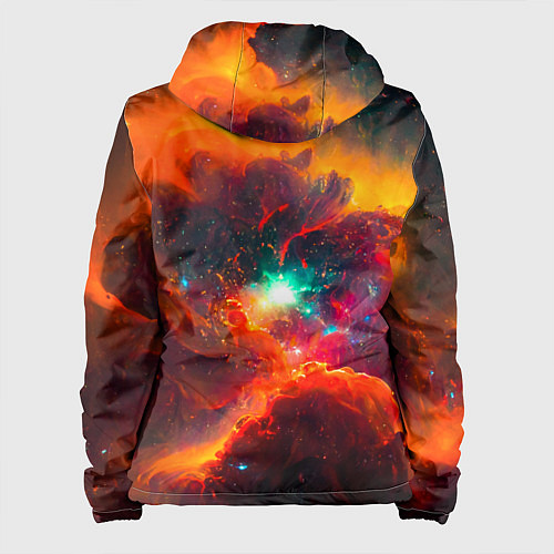 Женская куртка Небула в космосе в оранжевых тонах - нейронная сет / 3D-Белый – фото 2