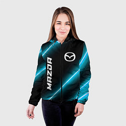 Куртка с капюшоном женская Mazda неоновые лампы, цвет: 3D-черный — фото 2