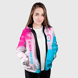 Куртка с капюшоном женская Mercedes neon gradient style: надпись, символ, цвет: 3D-черный — фото 2