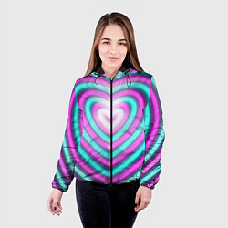Куртка с капюшоном женская Неоновые сердца, цвет: 3D-черный — фото 2
