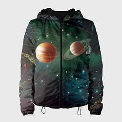 Куртка с капюшоном женская Планетная система, цвет: 3D-черный