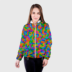 Куртка с капюшоном женская Крупные блоки Тетрис, цвет: 3D-белый — фото 2