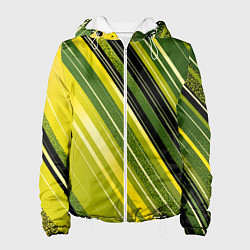 Куртка с капюшоном женская Травяной линейный дизайн, цвет: 3D-белый