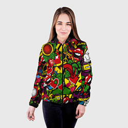 Куртка с капюшоном женская Хиппи, знаки, позитифф, цвет: 3D-черный — фото 2