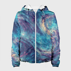 Куртка с капюшоном женская Путеводная звезда в космосе, цвет: 3D-белый