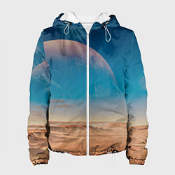 Куртка с капюшоном женская Пустыня и очертания планеты, цвет: 3D-белый