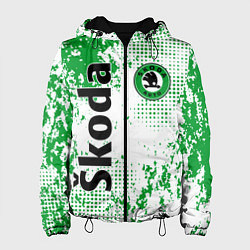 Куртка с капюшоном женская Skoda auto logo, цвет: 3D-черный