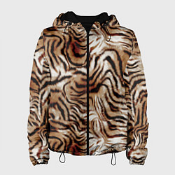 Куртка с капюшоном женская Меховая шкура тигра, цвет: 3D-черный