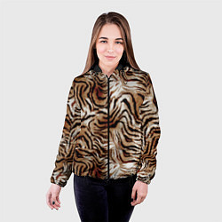 Куртка с капюшоном женская Меховая шкура тигра, цвет: 3D-черный — фото 2